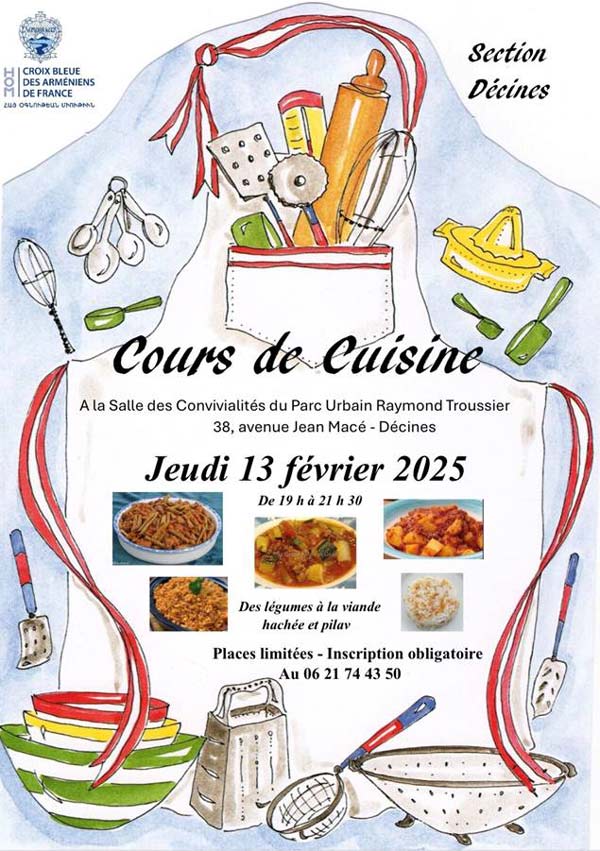 Cours de cuisine de février à Décines